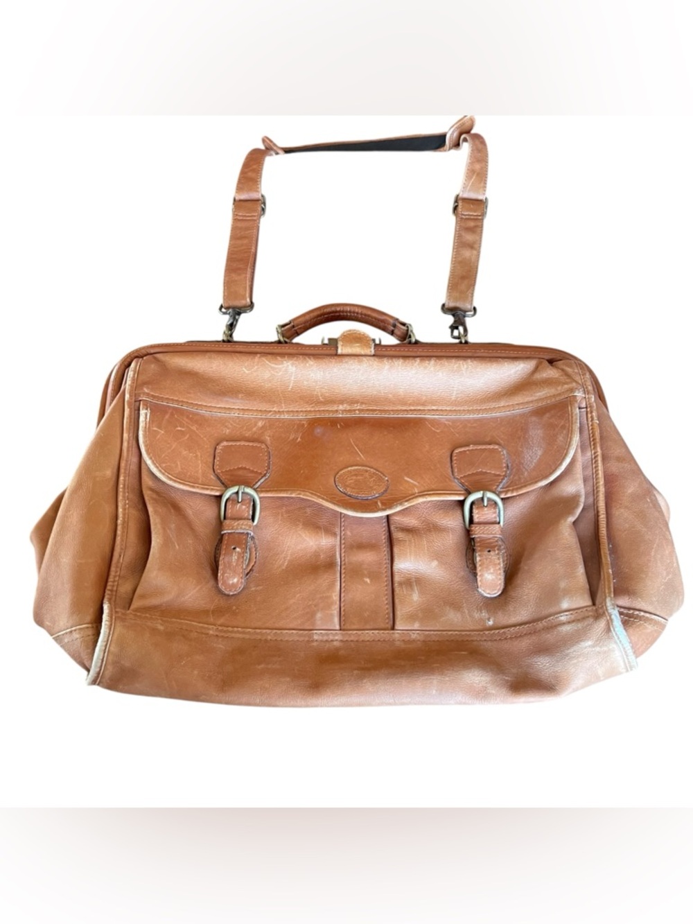 Vintage Dilana Brown Leather Satchel Messenger Bag